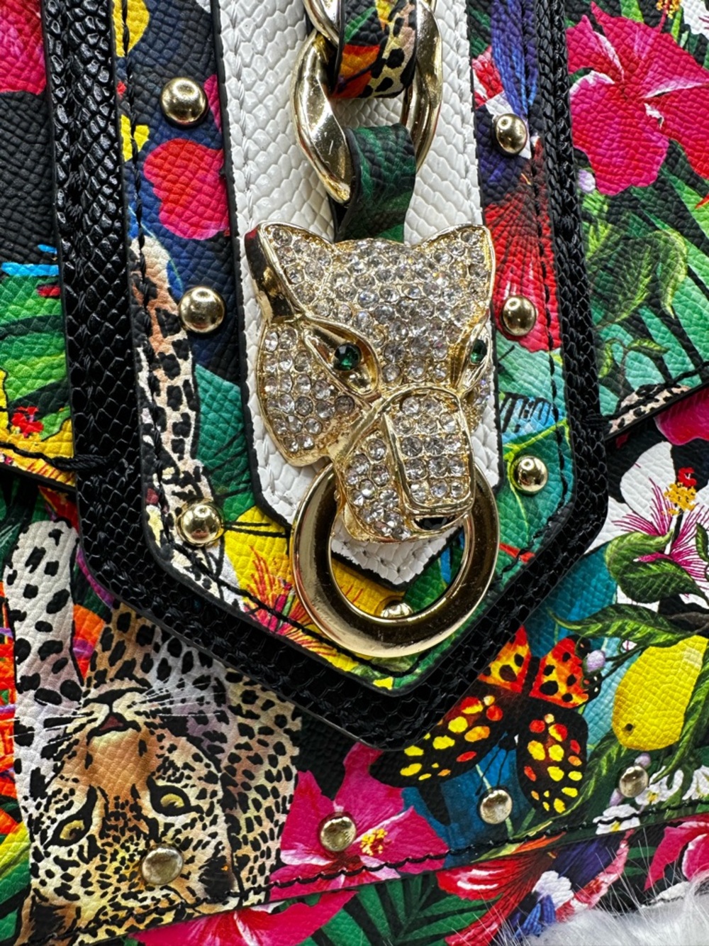 Aldo Tropical Floral Top-Handle Satchel - Multicolor w/removable crossbody - Picture 3 of 14